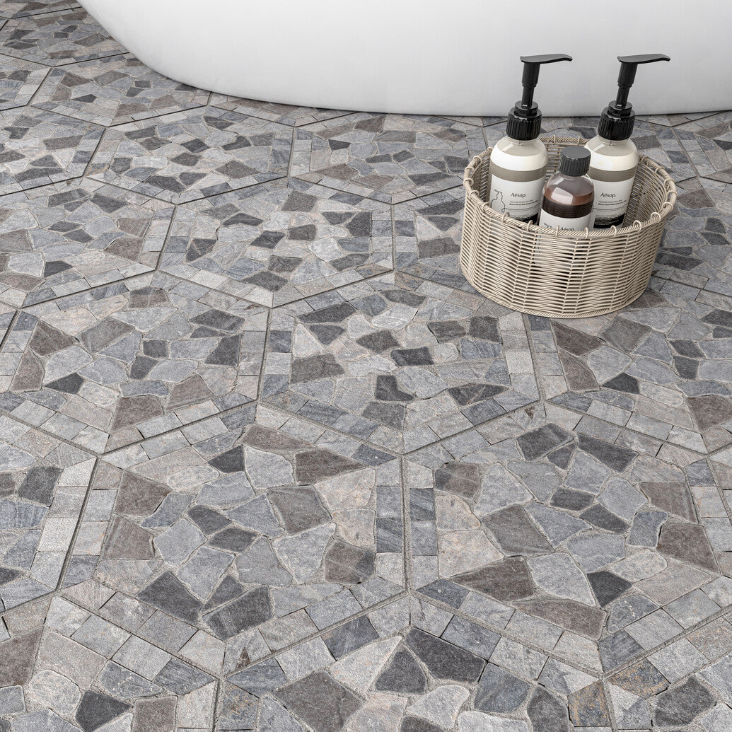 Homesourced Genuine Stone Matte - Rock Mill Gray Hexagon (Full Pallet)