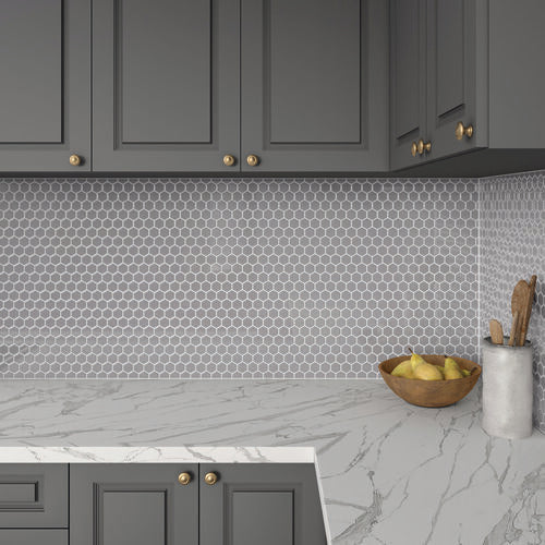 Daltile Color Wheel Mosaic - Suede Gray 1.5 HEXMS (Per Carton)